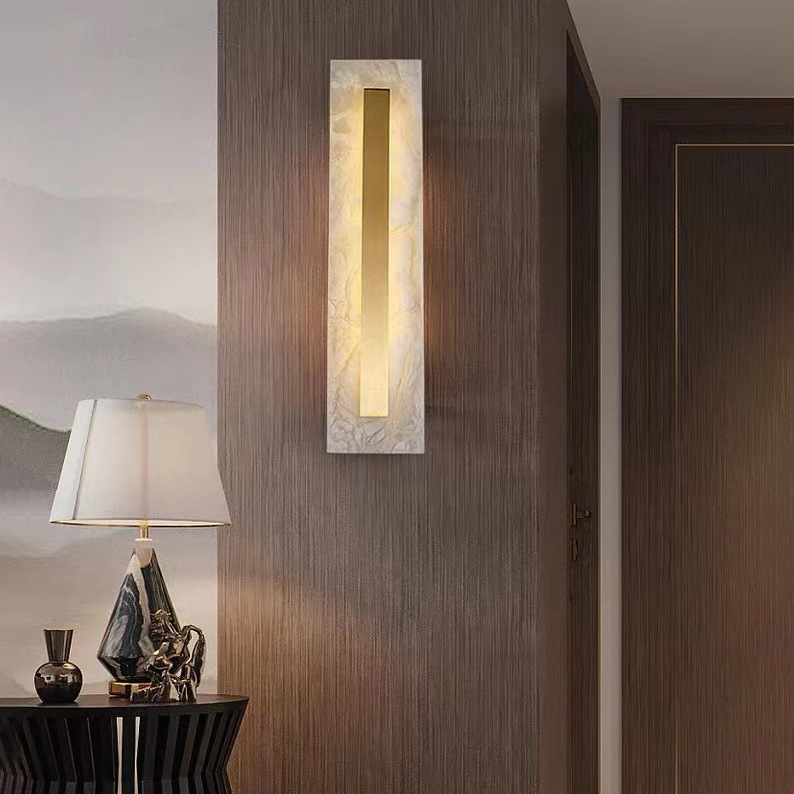 Postmodern Copper Marble Wall Lamp Gold Living Room Restaurant Bedroom Background Indoor LED Sconce