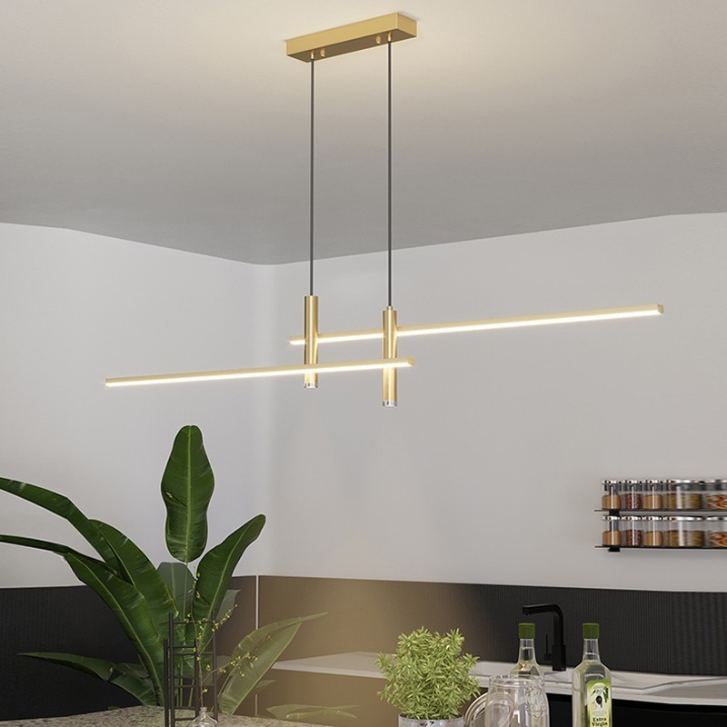 Modern Minimalist LED Pendant Lamp For Dining Room Hanging Light Linear Long Chandelier