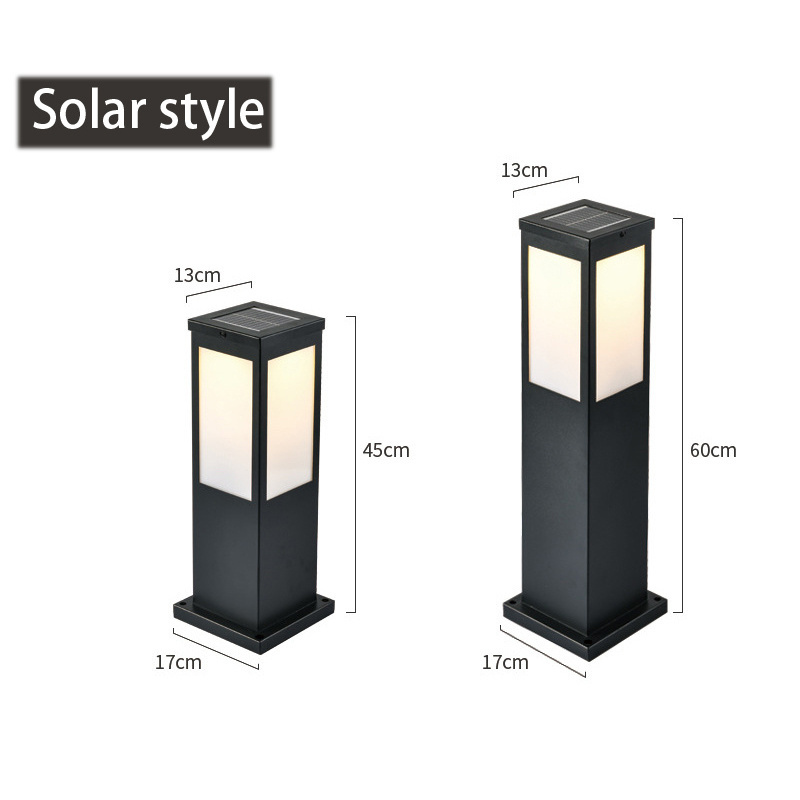 Modern IP65 Waterproof Wall Corner Outdoor Lawn Lamp Gate Pillar Post Garden LED Solar Bollard Light