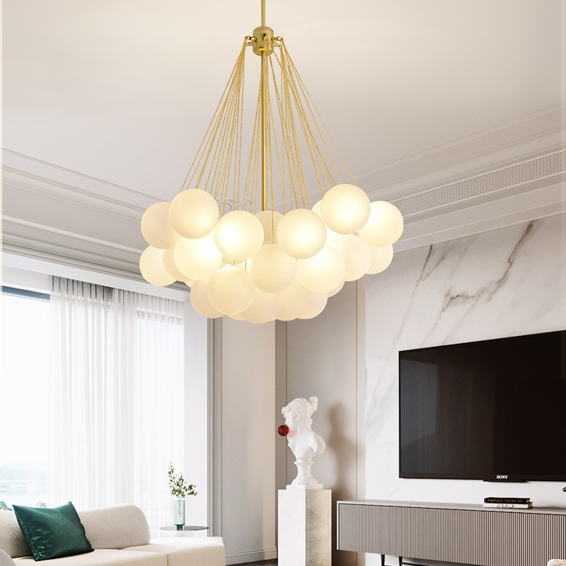 Modern Glass Ball Hanging Pendant Light For Dining Living Room Bedroom Gold Black Glass Bubble Chandelier