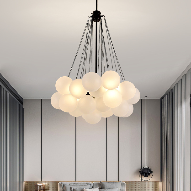 Modern Glass Ball Hanging Pendant Light For Dining Living Room Bedroom Gold Black Glass Bubble Chandelier