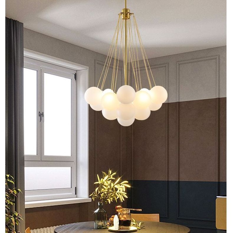 Modern Glass Ball Hanging Pendant Light For Dining Living Room Bedroom Gold Black Glass Bubble Chandelier