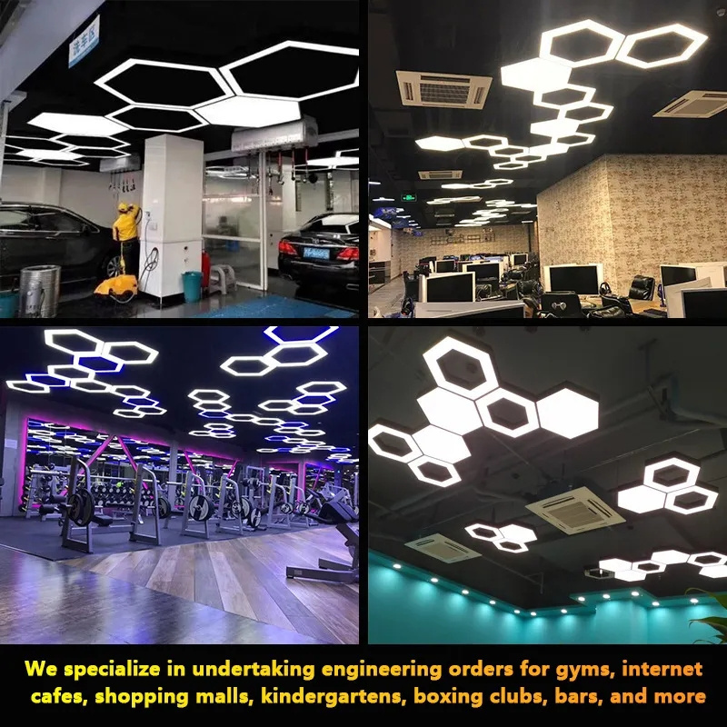 Custom Design Pendant Lights Gymnasium Hanging Chandelier Round Y V Shape Hexagonal Office Gym Ceiling Light