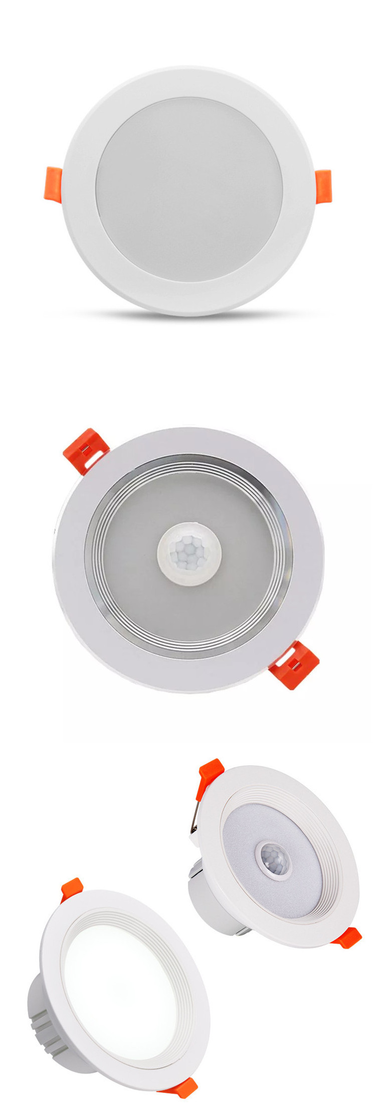 PIR Motion Sensor LED Downlight 5W 7W 9W Round Recessed Mount Infrared Down Lights