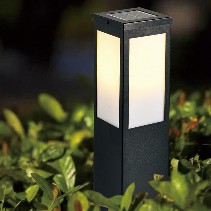 Modern IP65 Waterproof Wall Corner Outdoor Lawn Lamp Gate Pillar Post Garden LED Solar Bollard Light