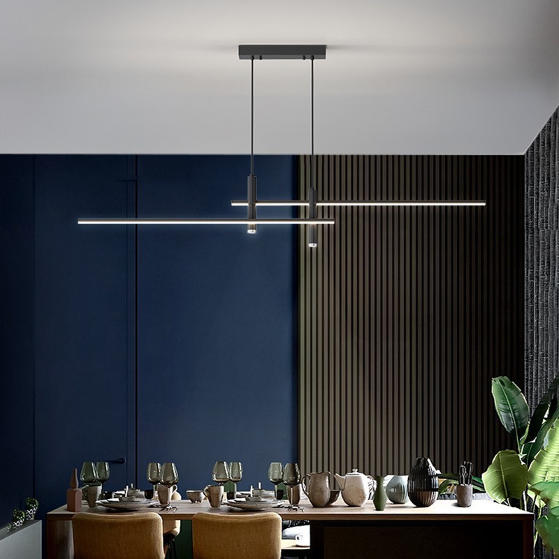 Modern Minimalist LED Pendant Lamp For Dining Room Hanging Light Linear Long Chandelier