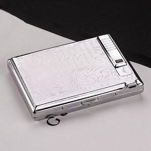 20pcs Capacity Windproof Electric Clamshell Vintage Lighter with Cigarette Case