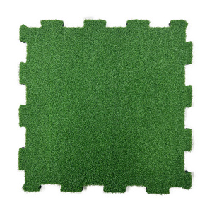 composite Interlocking rubber bottom artificial grass puzzle gym grass turf sport artificial grass with rubber tile bottom