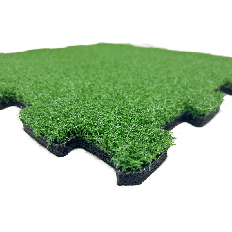 composite Interlocking rubber bottom artificial grass puzzle gym grass turf sport artificial grass with rubber tile bottom