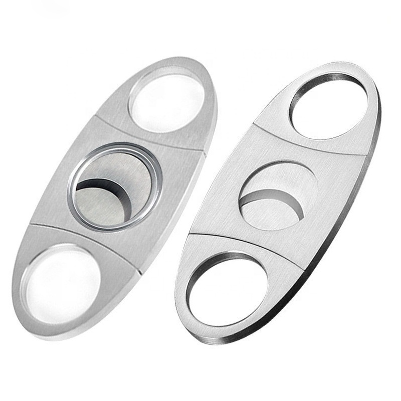 Personalized Cigar Accessories 304 Stainless Steel Cutters Custom Logo Double Blade Cigar Cutter