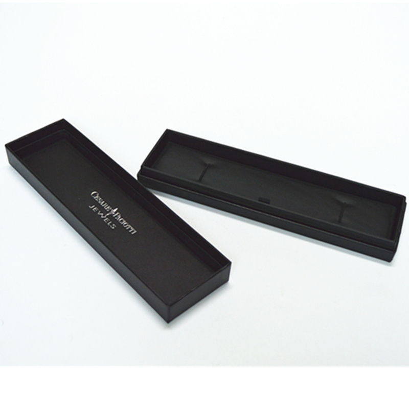 Factory black custom logo leather paper removable lining pu jewelry box for bracelet packaging