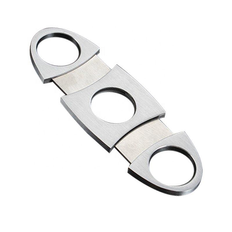 Personalized Cigar Accessories 304 Stainless Steel Cutters Custom Logo Double Blade Cigar Cutter