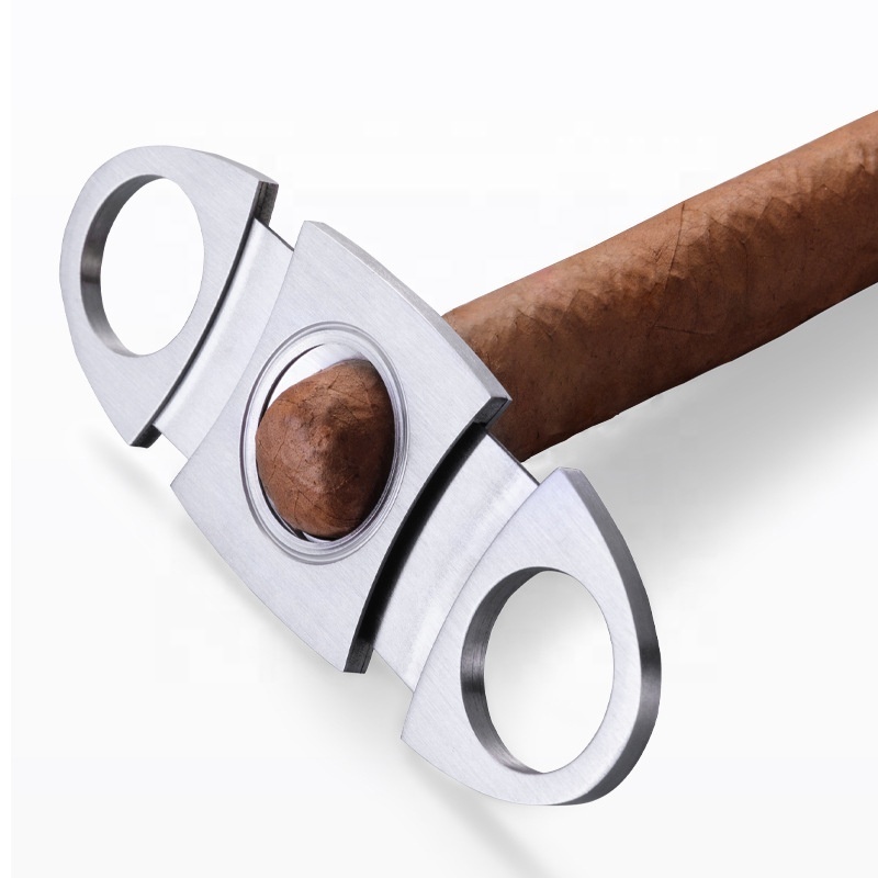 Personalized Cigar Accessories 304 Stainless Steel Cutters Custom Logo Double Blade Cigar Cutter