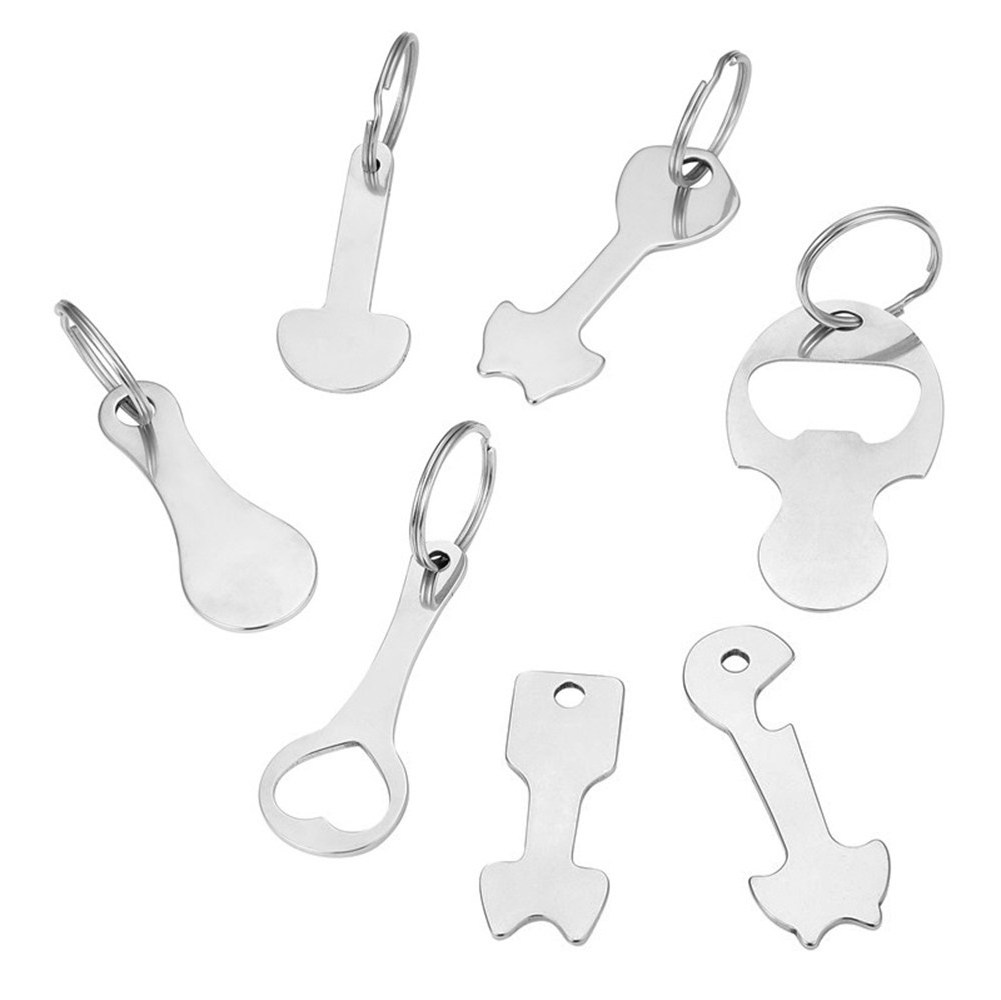 Wholesale stainless steel blank key ring for laser engraving business trolley token coin keychain