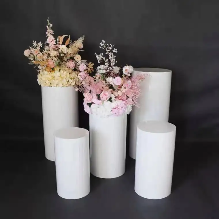 Factory Supply Party Decoration White Base Outdoor Wedding Flower Display Cylinder Large Clear Crystal acrylic stand