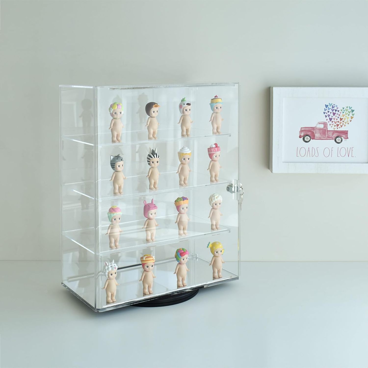 Acrylic Display Case Clear Collectibles Display Rotating Acrylic Eyewear Showcase with Key Locks