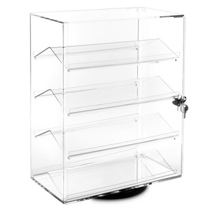 Acrylic Display Case Clear Collectibles Display Rotating Acrylic Eyewear Showcase with Key Locks