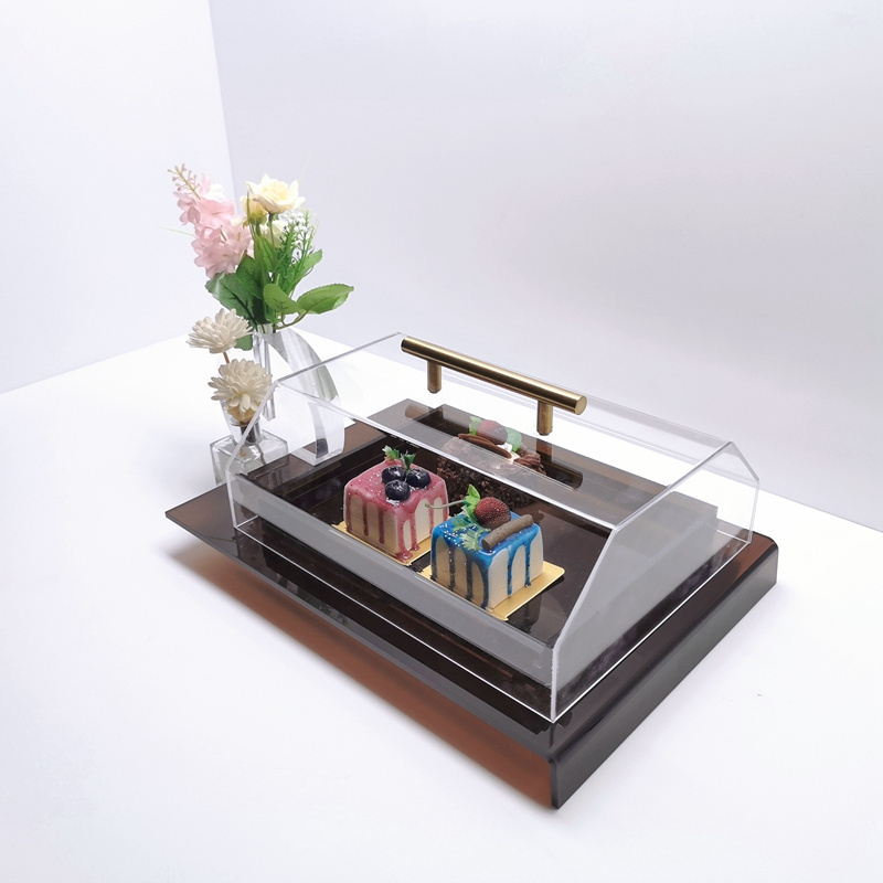 customized luxury brown, blue acrylic tray clear acrylic tray with insert acrylic flower vase for serving