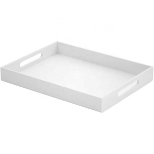 Pure White Lucite food tray acrylic coffee serving trays for breakfast on bed