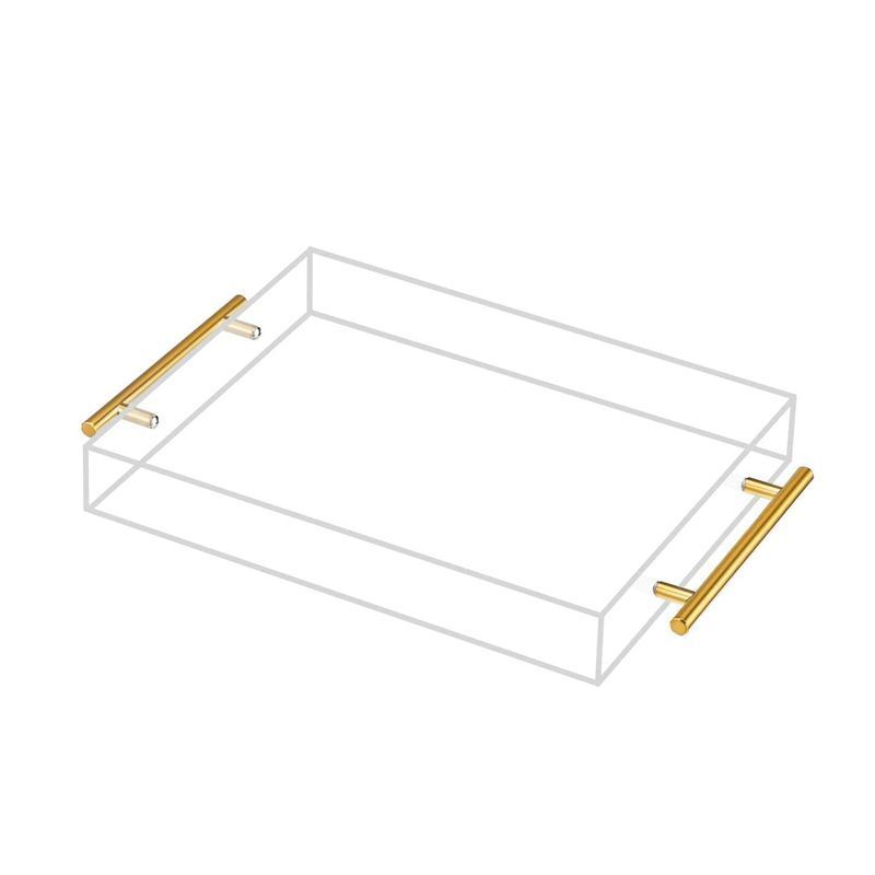 High quality factory prices clear golden handle acrylic transparent tray custom acrylic tray