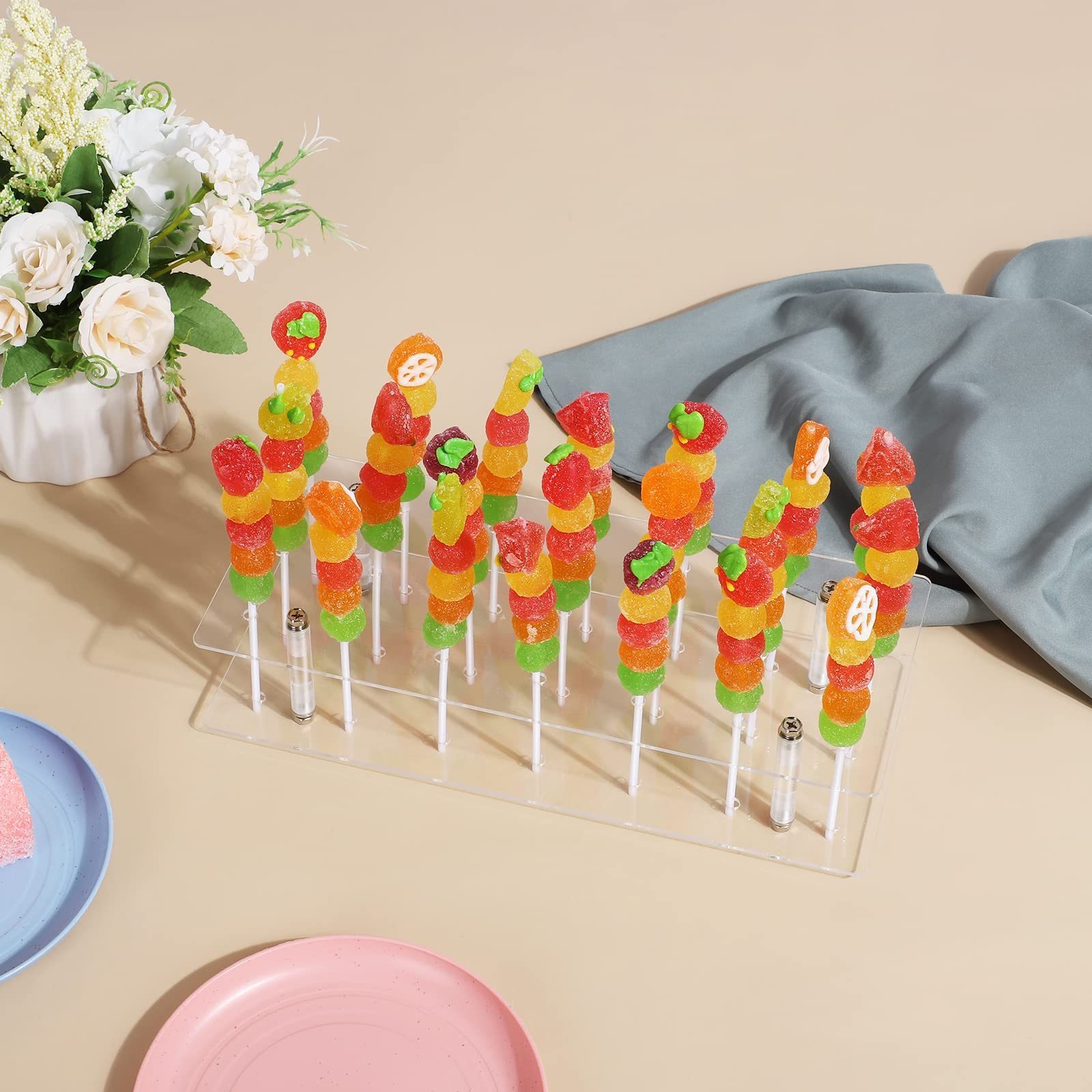 21 Holes Lollipop Display Stand Acrylic Clear Pop Display Holder for Weddings Baby Showers Birthday