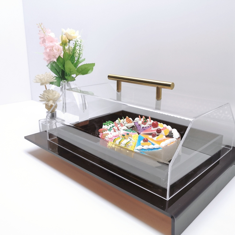 customized luxury brown, blue acrylic tray clear acrylic tray with insert acrylic flower vase for serving