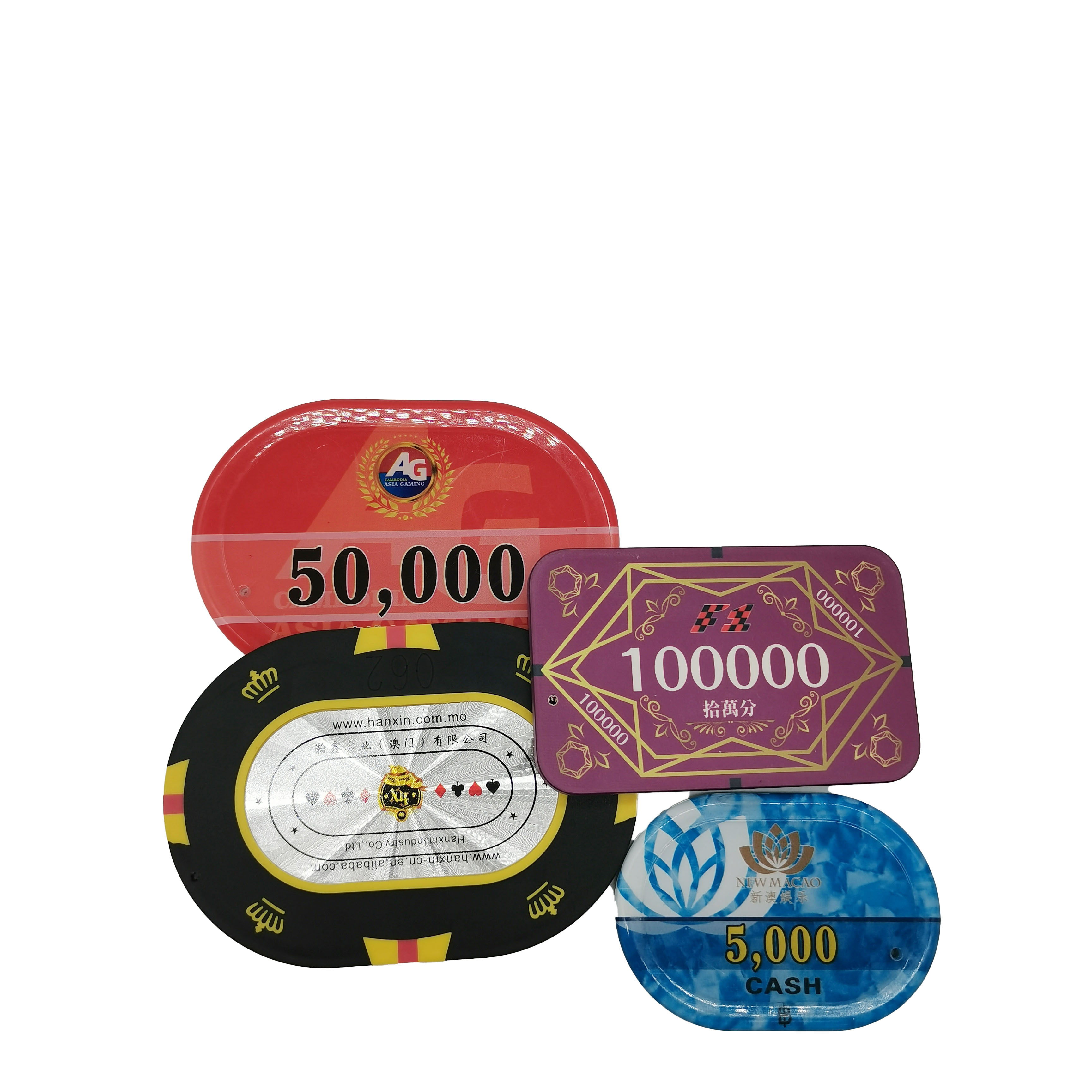 Custom Pp  Ceramic Material Rectangle Poker Chips set with aluminum case 500 for Poker Casino Chips