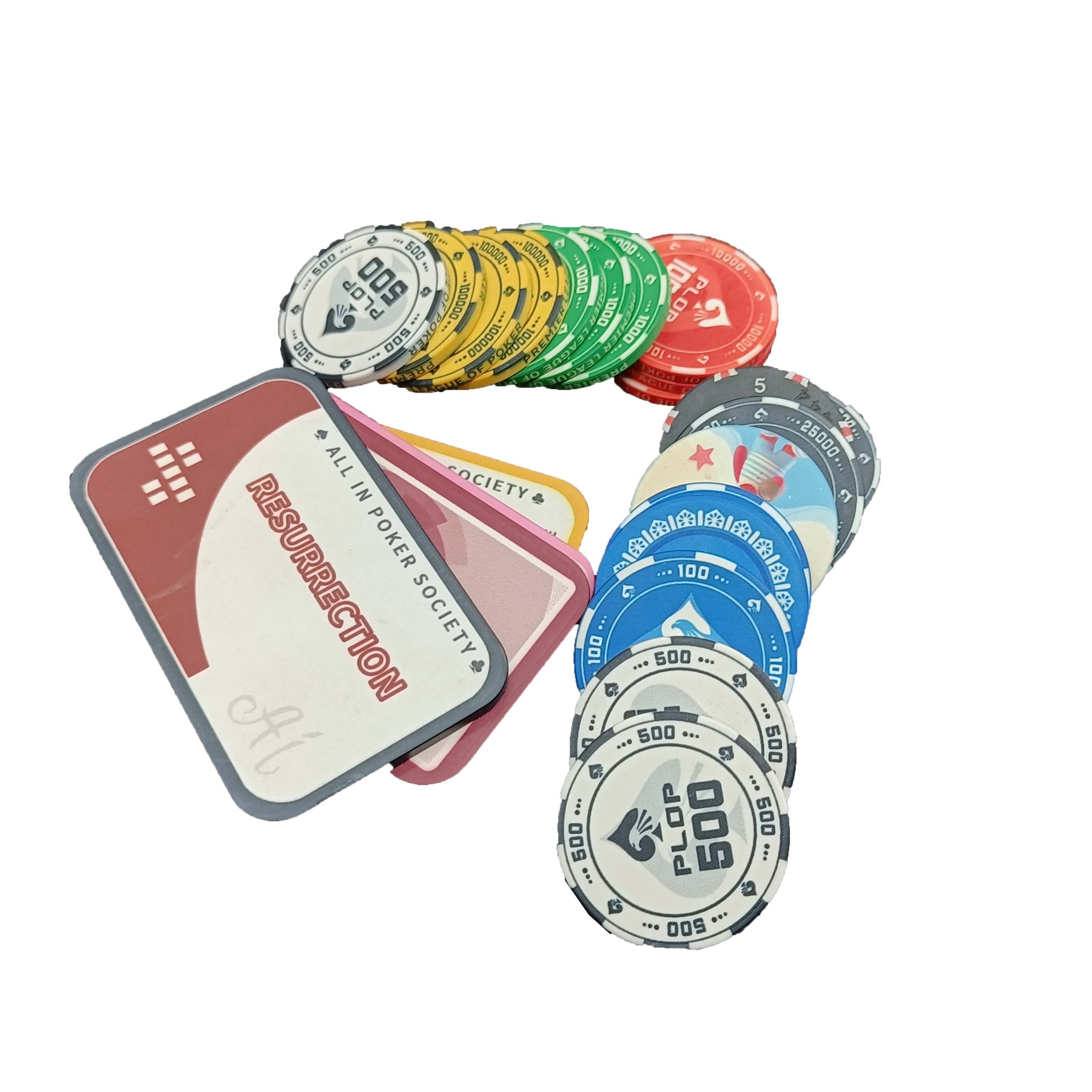 Custom Pp  Ceramic Material Rectangle Poker Chips set with aluminum case 500 for Poker Casino Chips