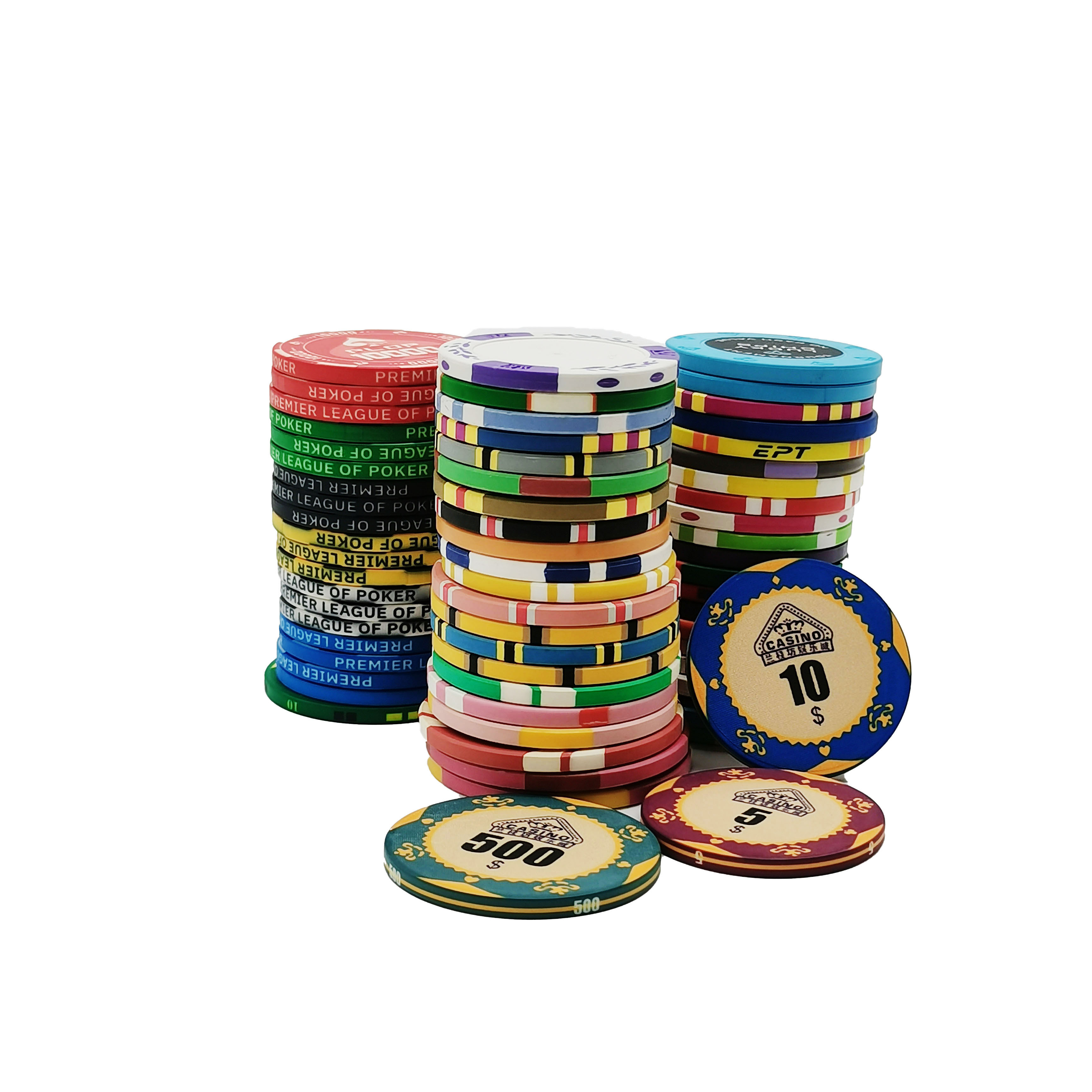 Free Sample Customize Poker Chips Professional Casino Entertainment Plastic Premium Clay EPT Custom Ceramic Poker Chips