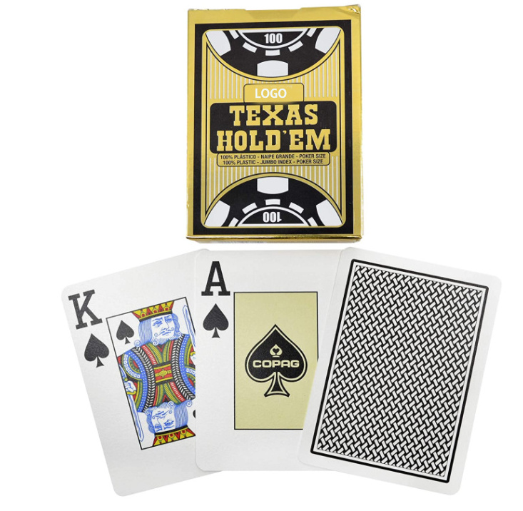 Custom Poker Playing Card Gold Pvc Plastic  Front and Back Printing Waterproof Sublimation Playing Card Game