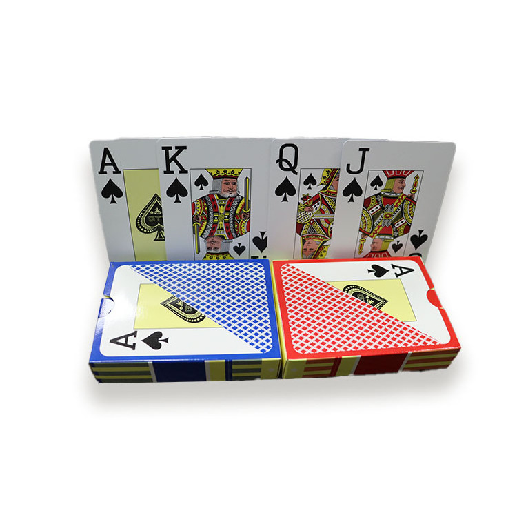 Hot Sale factory Price In Stock Double Deck Playing Cards Blue & Red Color Texas Hold'em Plastic Playing Poker Card