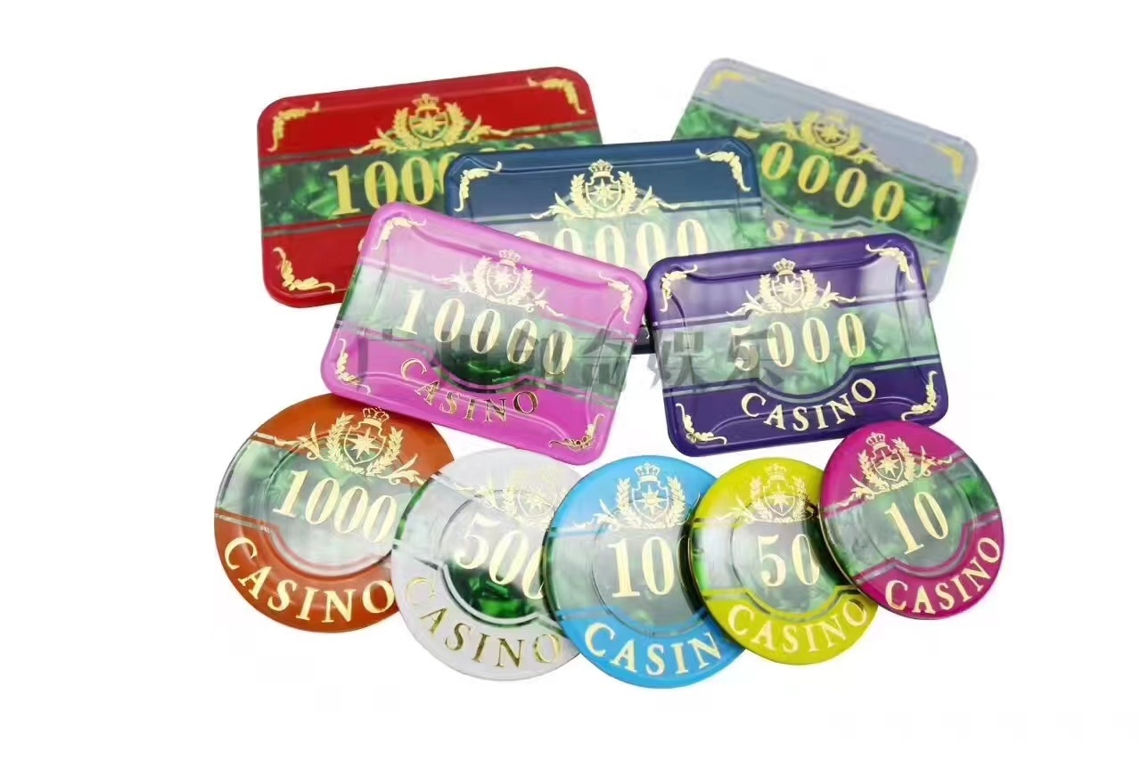 Custom Printed Casino Poker Chips Set Acrylic OEM Customized Plastic Color Material  Mini Poker Chip Size