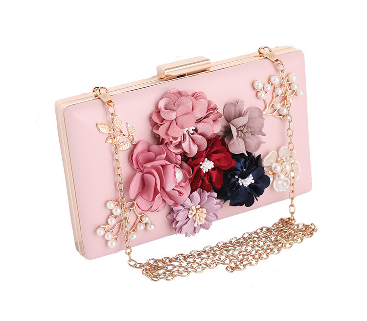 Handmade Flower Embroidery Beads Classic Fashion Acrylic Box Evening Purse Ladies Clutch Bridal Bags Wedding