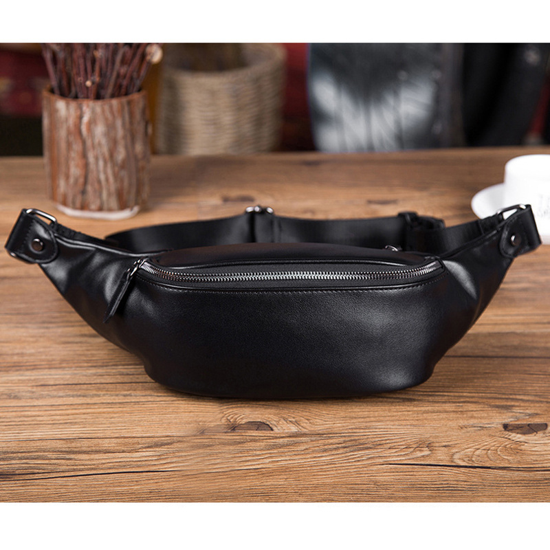 Unisex Custom PU Leather Fanny Pack Men's & Women's Fashion Zipper Closure Outdoor Sports Travel & Motorcycle Belt Bag Wholesale