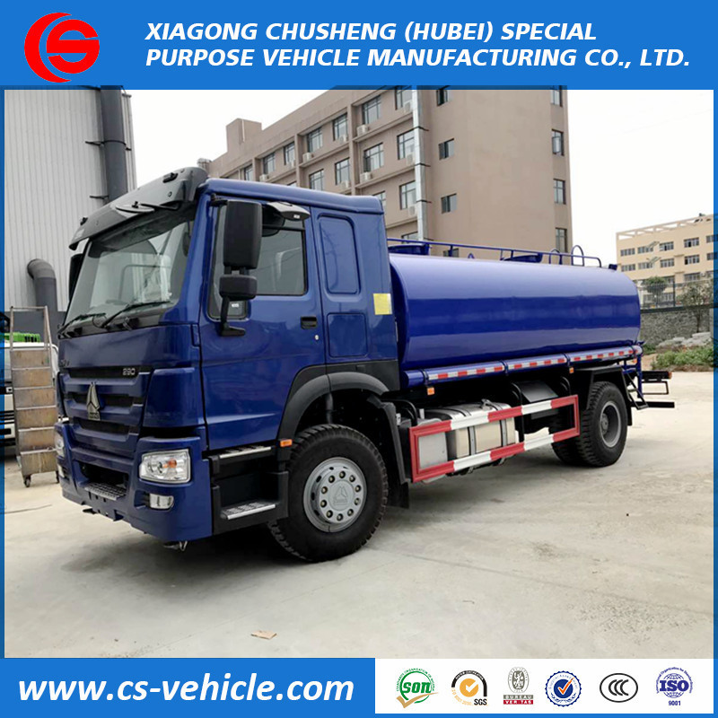 Sinotruk HOWO 4X2 266hp 15M3 water bowser 15000 liter water tank truck 15000L water tank