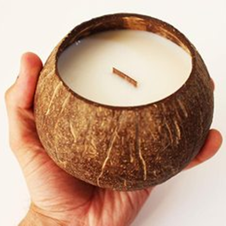 WHOLESALE ECO FRIENDLY NATURAL VEGETABLE SOY WAX CANDLE IN SHELLS STRESS RELIEF SCENTED COCONUT SHELL CANDLES