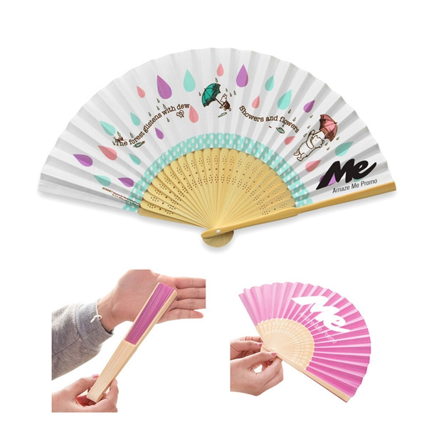 Custom Paper Slik Wooden Handfan Personalized Mini Portable Customized Sublimated Bamboo Foldable Folding Fans Hand Fan