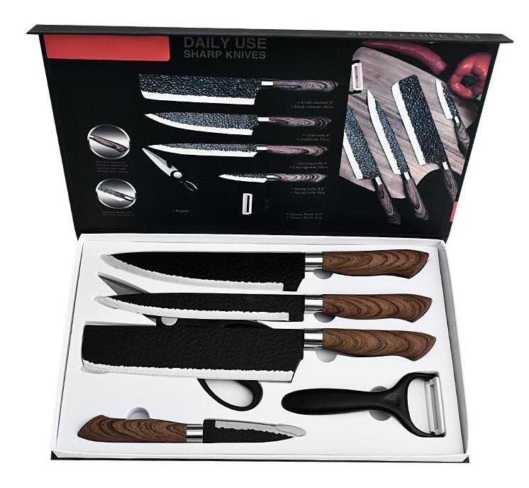 Stainless Steel Kitchen Knife Set Draped Handle Gift Box