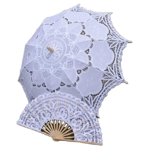 Handmade pure cotton lace embroidery women's parasol Bridal Wedding umbrella