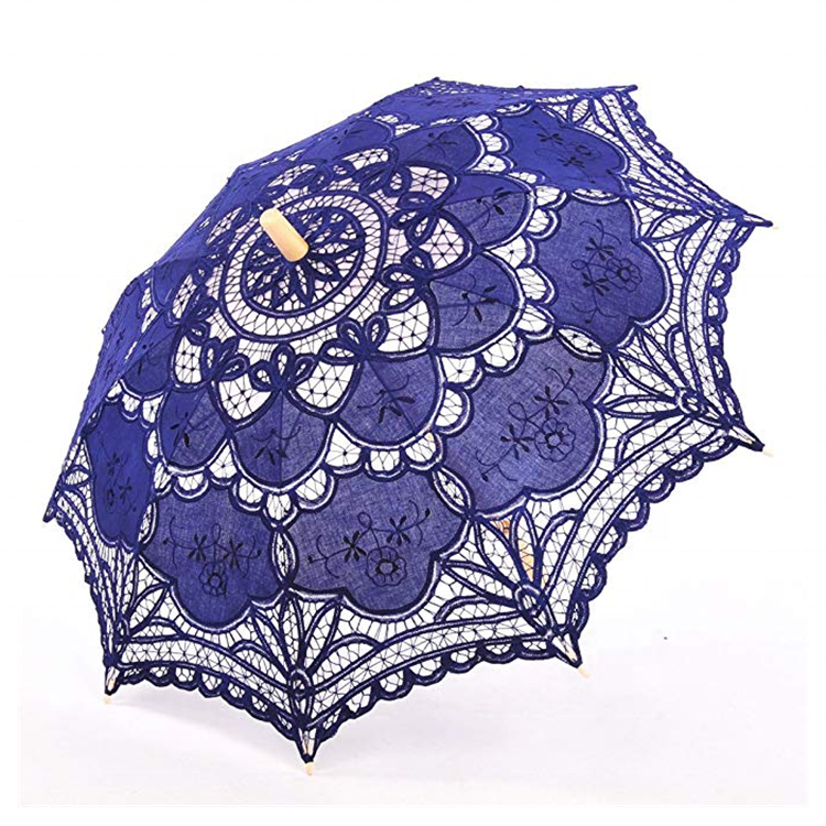 Handmade pure cotton lace embroidery women's parasol Bridal Wedding umbrella