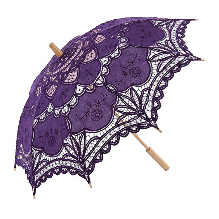 Handmade pure cotton lace embroidery women's parasol Bridal Wedding umbrella