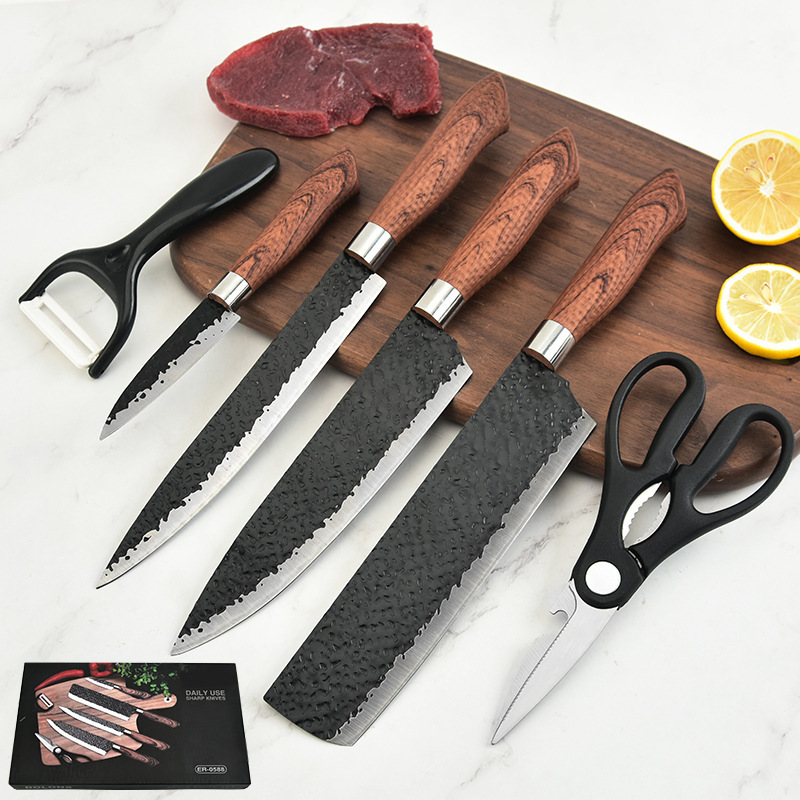 Stainless Steel Kitchen Knife Set Draped Handle Gift Box