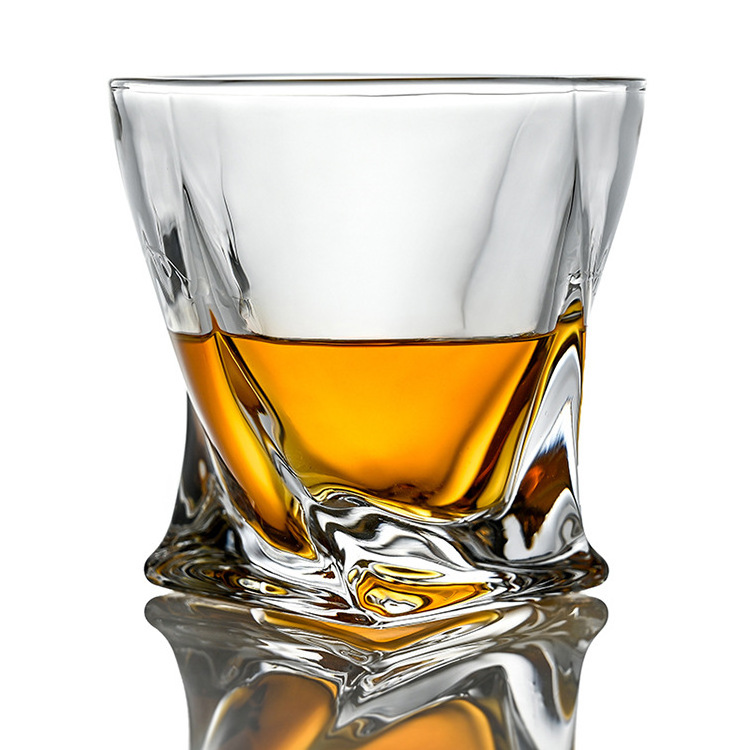 Custom Logo Whiskey Cup Shot Glasses Unbreakable Personalized Various Twisted Creative glass cups machine made Whisky glass cup