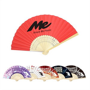 Custom Paper Slik Wooden Handfan Personalized Mini Portable Customized Sublimated Bamboo Foldable Folding Fans Hand Fan