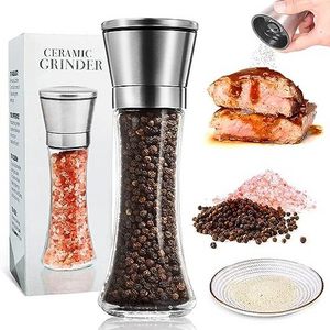 Home Kitchen Gadget Pepper Grinder Adjustable Coarseness Glass Manual Abrader Premium Stainless Steel Mill