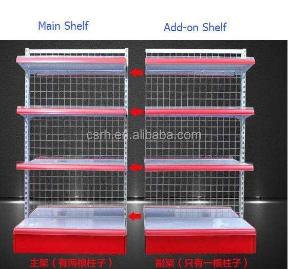 Single Side Wire Mesh Back Panel gondola supermarket shelf