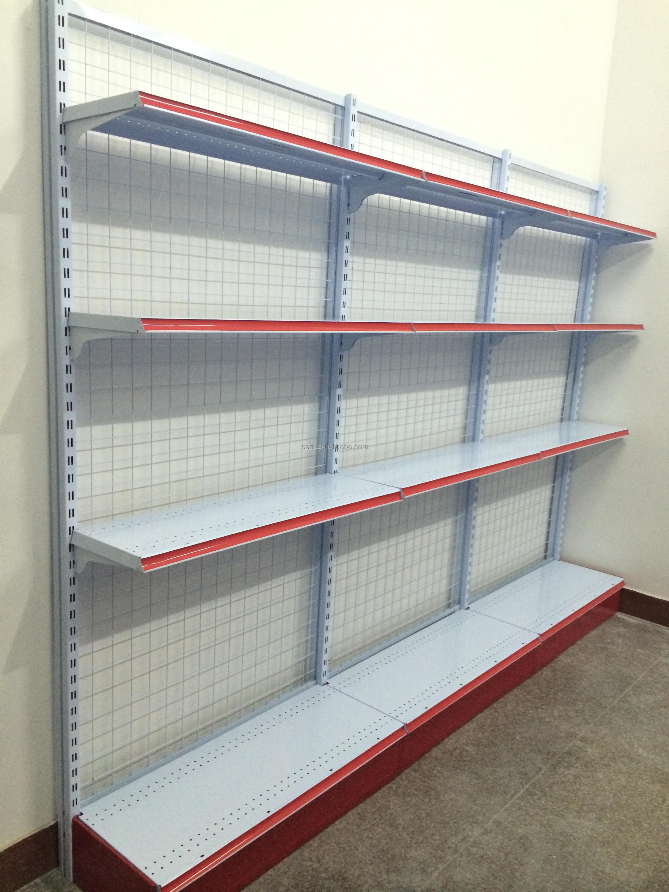 Single Side Wire Mesh Back Panel gondola supermarket shelf