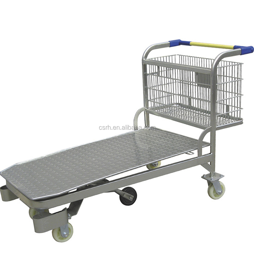 RH-WT04 1530*730*940mm Pattern Steel Platform industrial heavy duty platform trolley