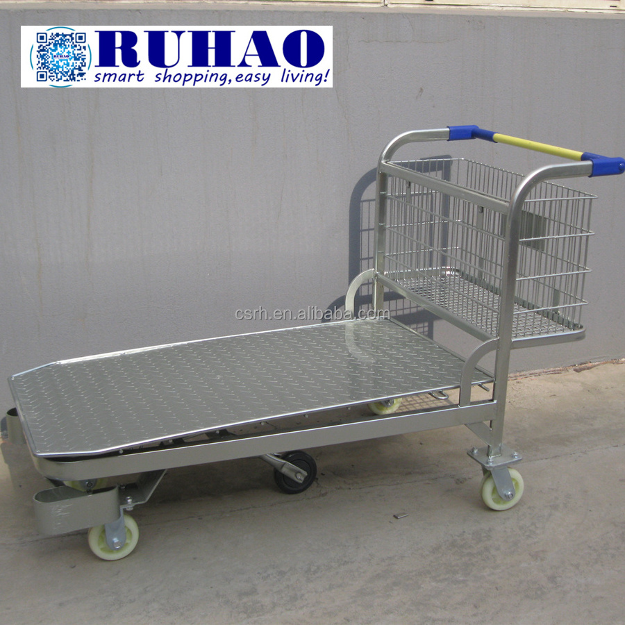 RH-WT04 1530*730*940mm Pattern Steel Platform industrial heavy duty platform trolley