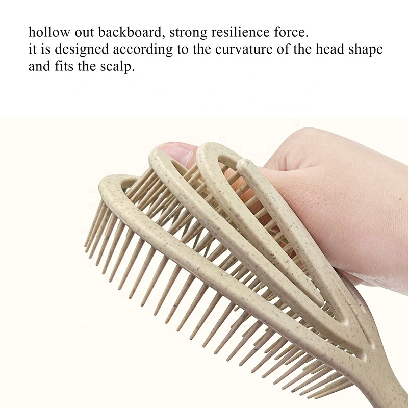 Customized 3pcs Eco-friendly Wheat Straw Hair Care Detangling Brush Scalp Massager Shampoo Brush Portable Styling Comb Set